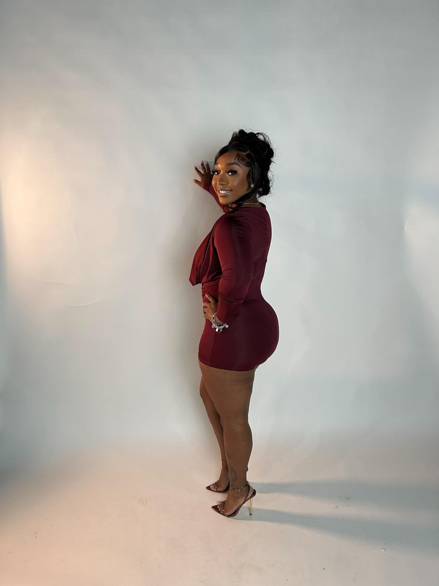 Date Night Romper-Burgundy